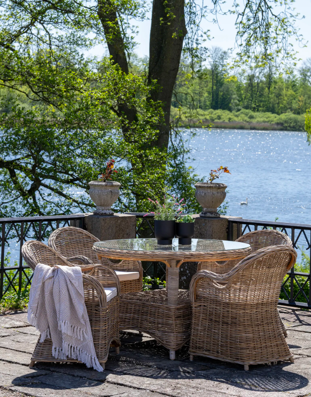 House Nordic, Larisa Tuinset, Rattan & Staal met Glastafel, Kubu/Grijs